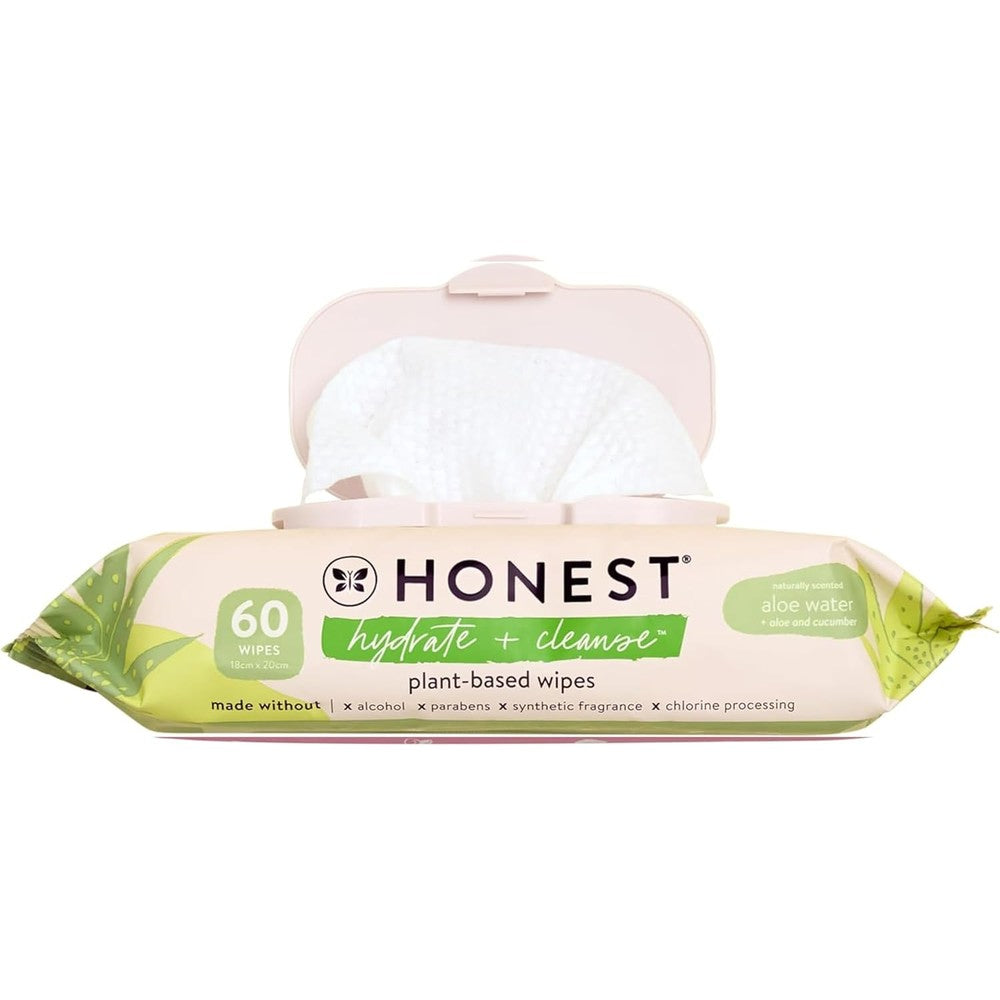 The Honest Company Hydrate and Cleanse Aloe Cucumber Wipes front view