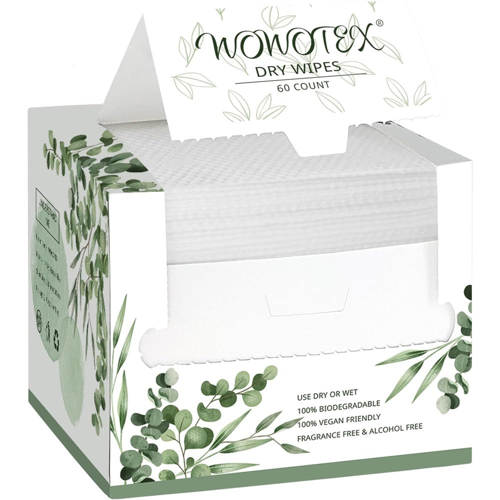Wowotex biodegradable disposable face towel box front view