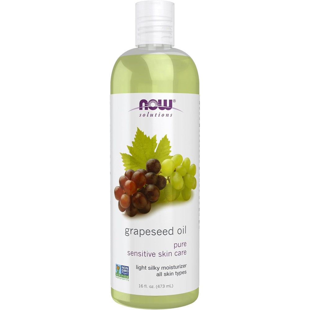 Now Foods Solutions Grapeseed Oil 16 Fluid Ounce bottle front view