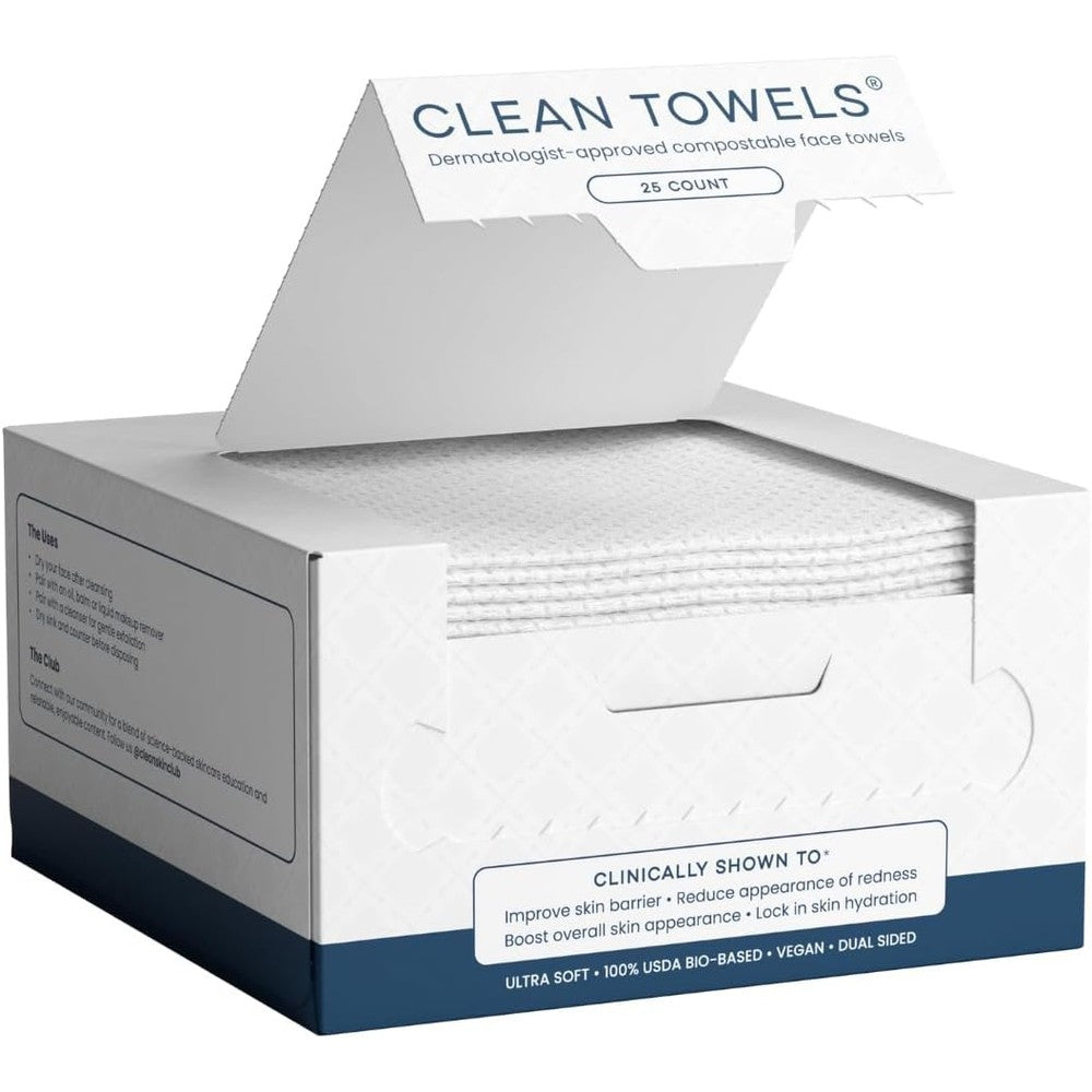 Clean Skin Club Clean Towels provide a sterile face washer for clear skin.
