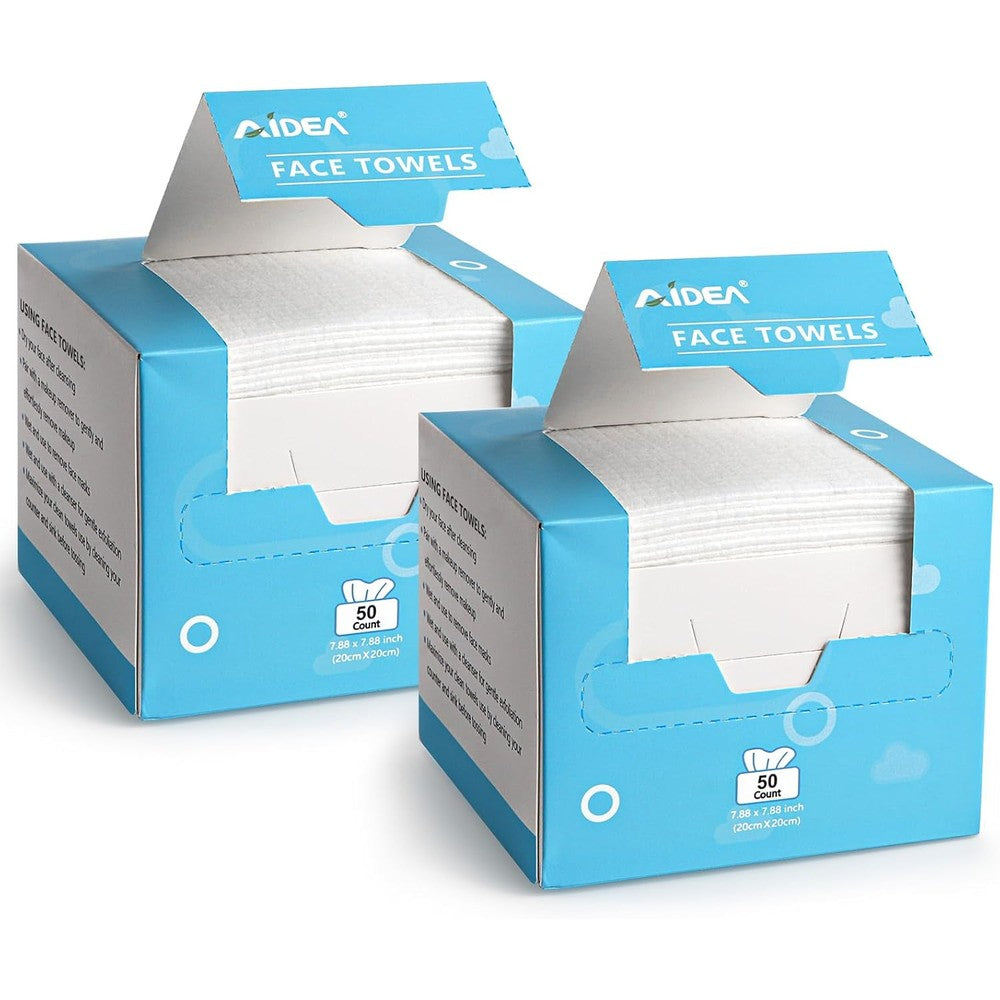 Aidea disposable face towels 2 box set front view