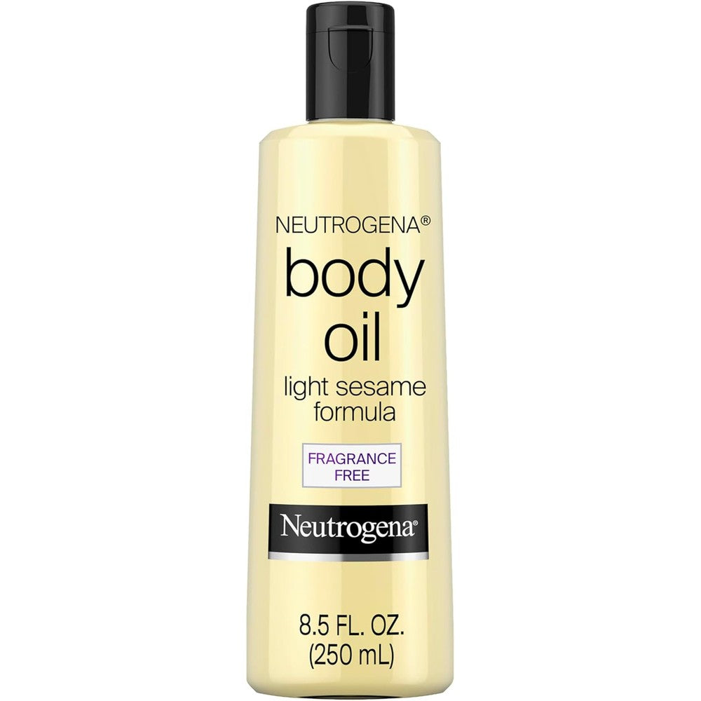 Neutrogena Body Oil Light Sesame Formula Fragrance Free front view bottle for dry skin hydration