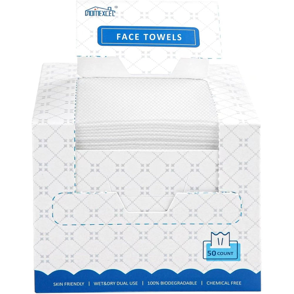 Homexcel disposable face towels 50 count front view packaging