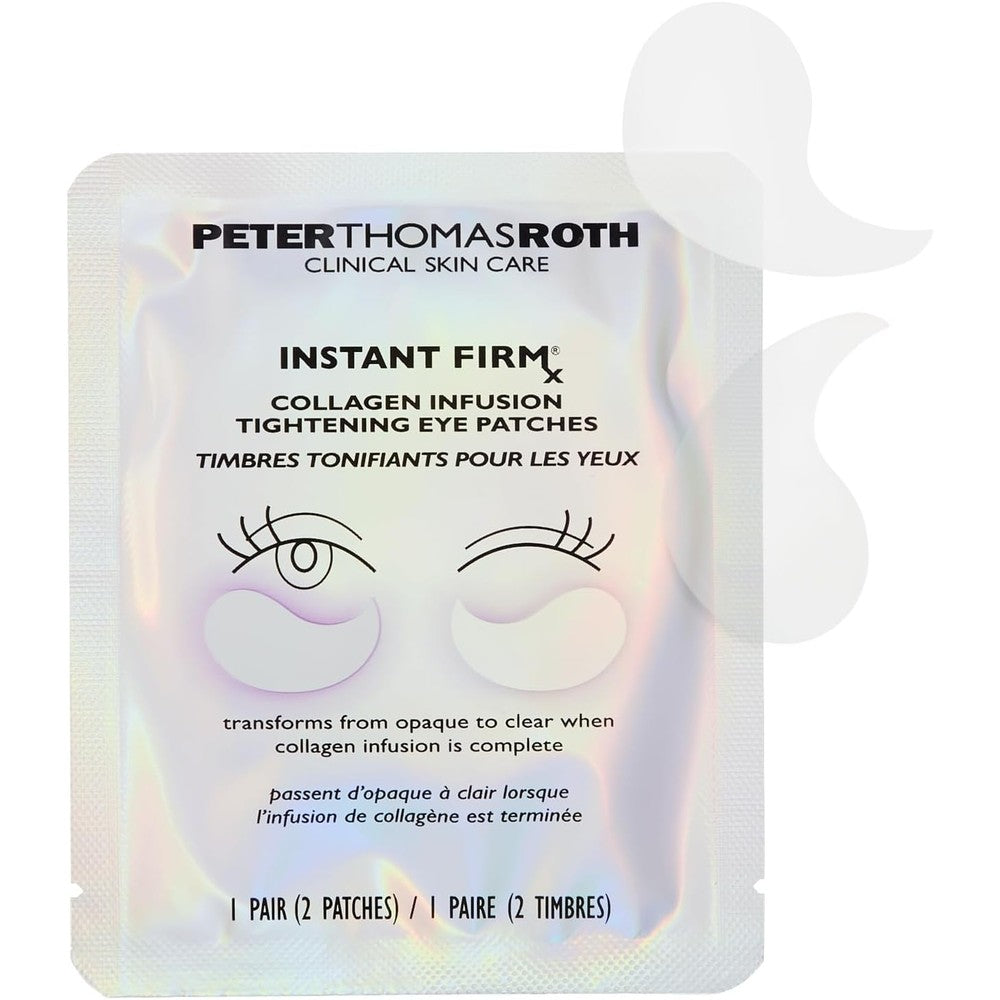 Peter Thomas Roth Instant FIRMx Collagen Infusion Tightening Eye Patches packaging front view showcasing genuine USA imported skincare.