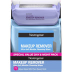 Neutrogena day and night makeup wipes combo pack for morning and bedtime cleansing