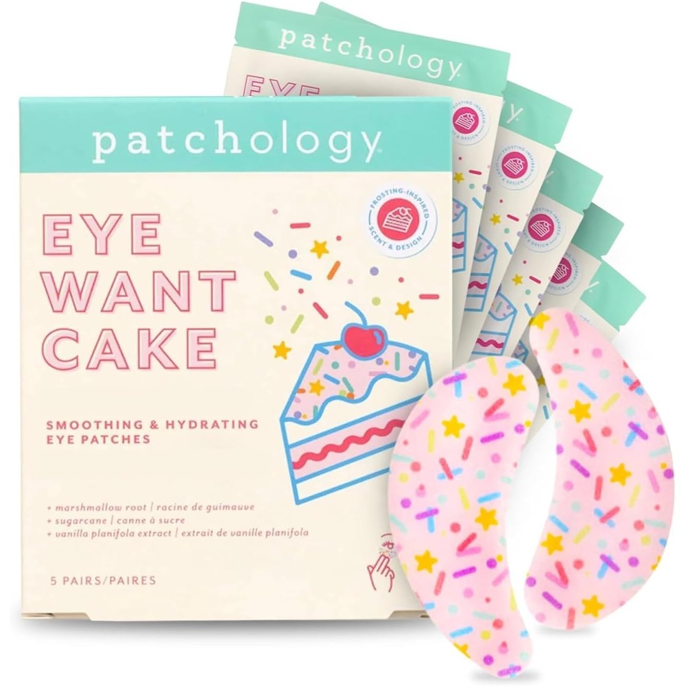 Patchology Eye Want Cake limited edition hydrating under eye patches front packaging view