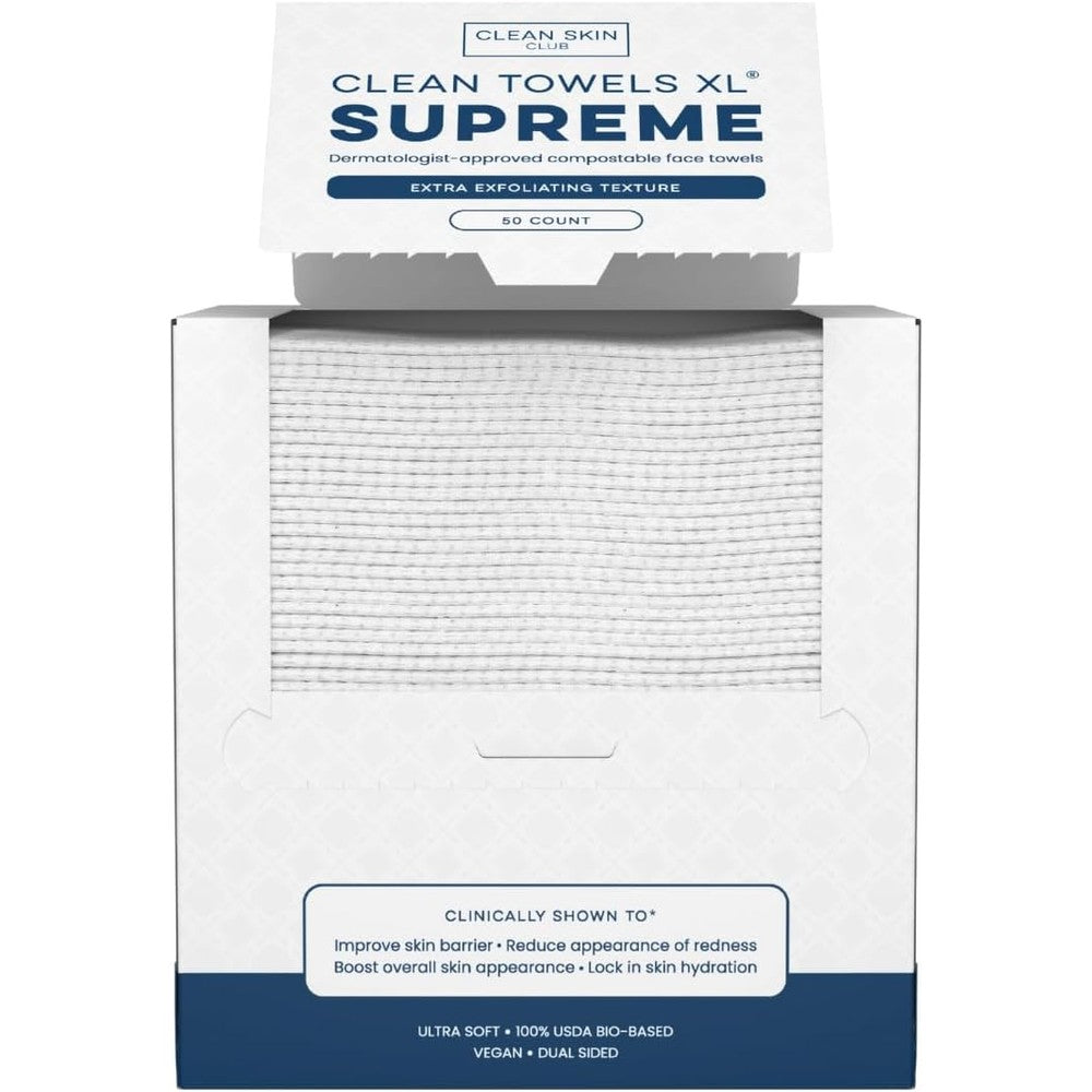 Clean Skin Club Clean Towels XL Supreme provide a thick and soft hand towel.