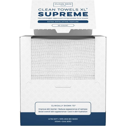 Clean Skin Club Clean Towels XL Supreme provide a thick and soft hand towel.