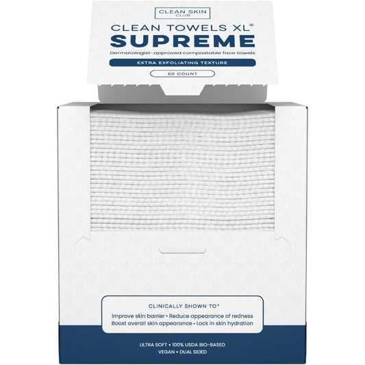 Clean Skin Club Clean Towels XL Supreme provide a thick and soft hand towel.