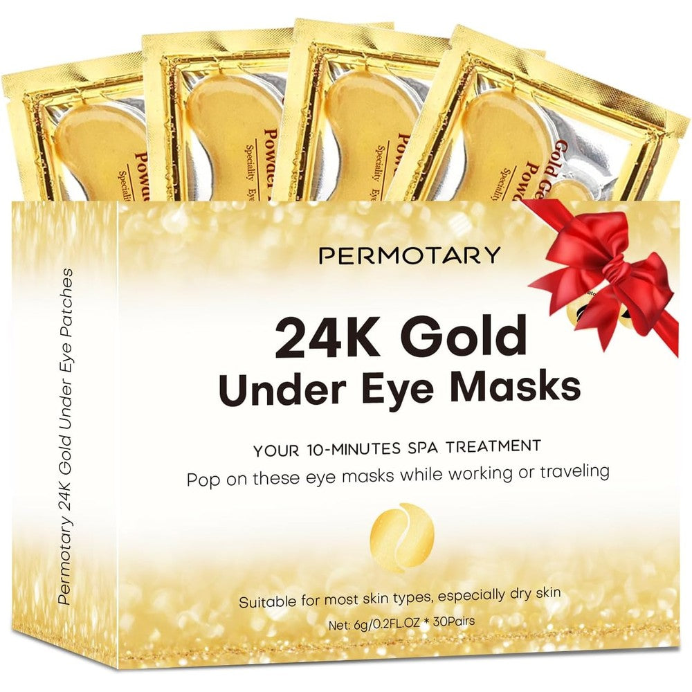Permotary 24K Gold Under Eye Patches front view packaging
