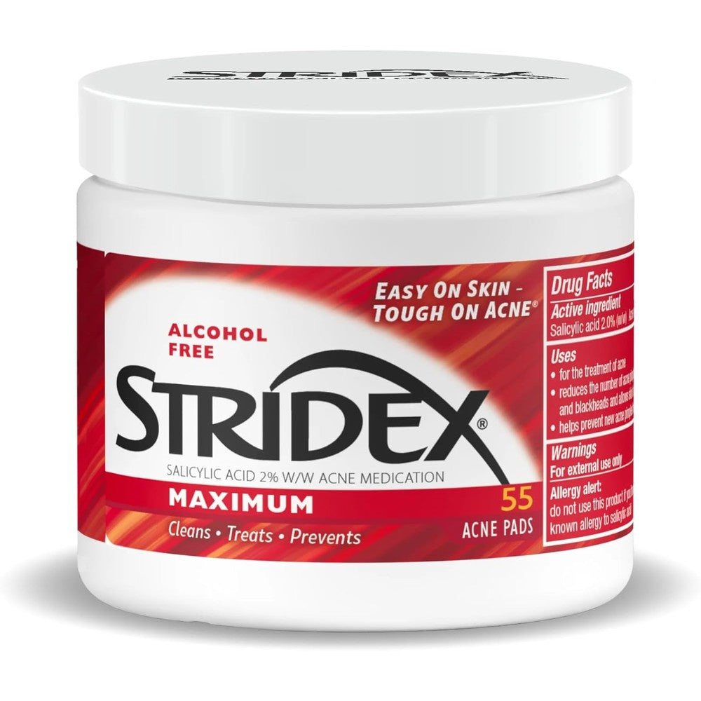 Stridex Maximum Strength Medicated Acne Pads 55 count front view