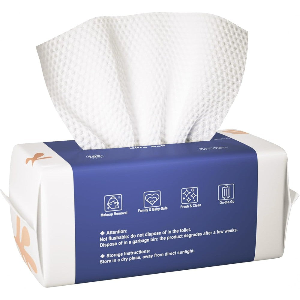 Ourmed Life disposable biodegradable face towels front packaging view