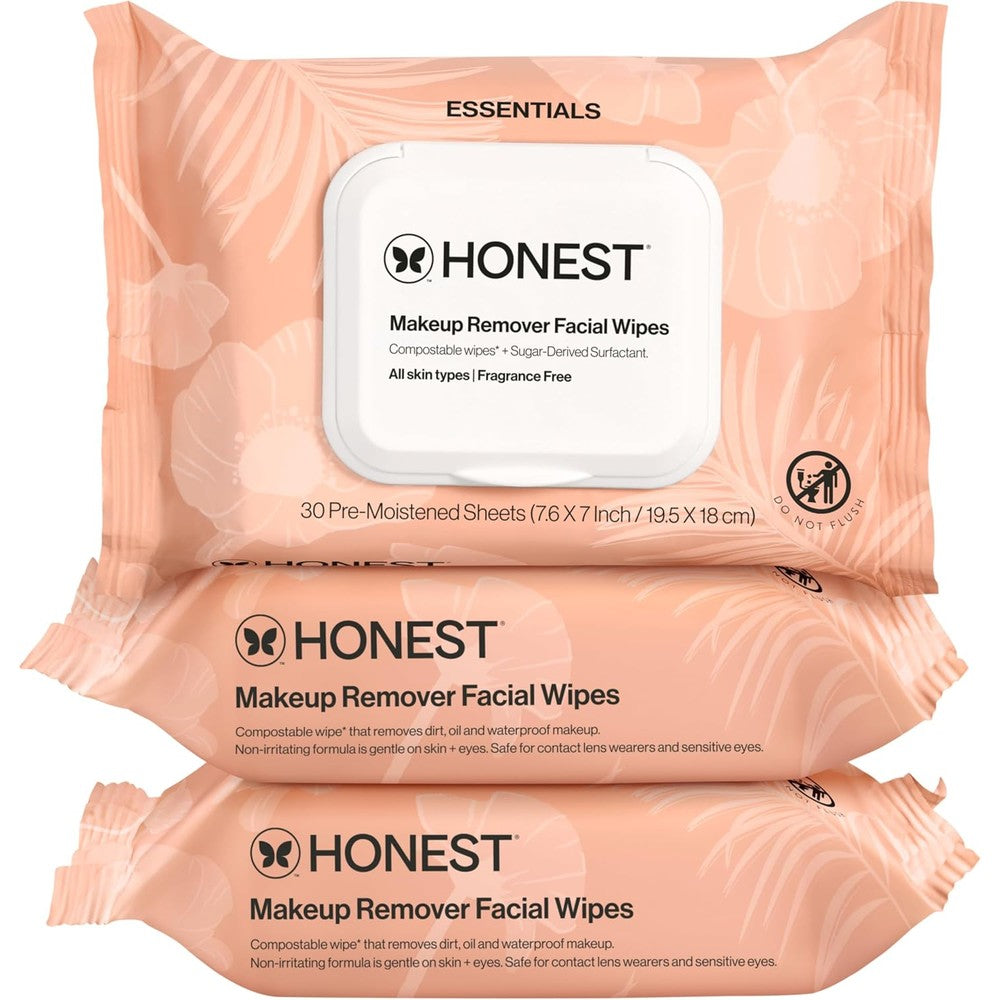 Honest Beauty fragrance free makeup remover wipes 90 count pack for sensitive skin