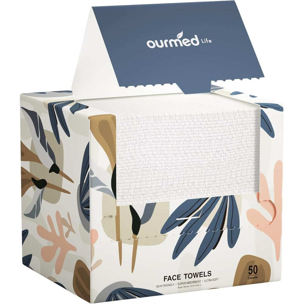 Ourmed Life Disposable Biodegradable Facial Towels front view package