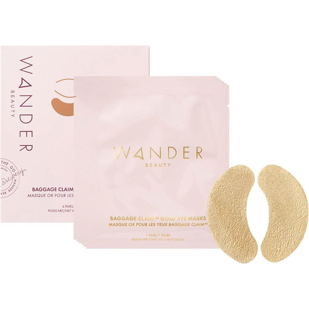 Wander Beauty Baggage Claim Gold Foil Under Eye Patches For Dark Circles And Puffiness Hydrating Eye Masks Pack Of 6 Pairs - Image 1