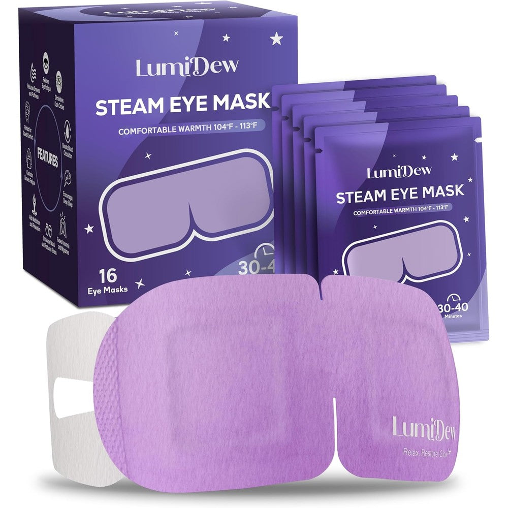 LumiDew self heating steam eye mask front view packaging box
