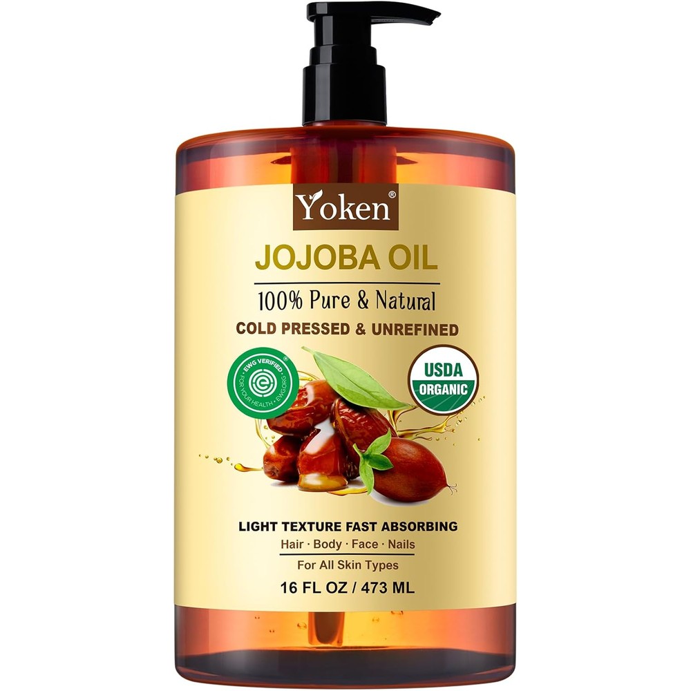 Yoken Pure Organic Jojoba Oil 16 Fluid Ounce bottle front view