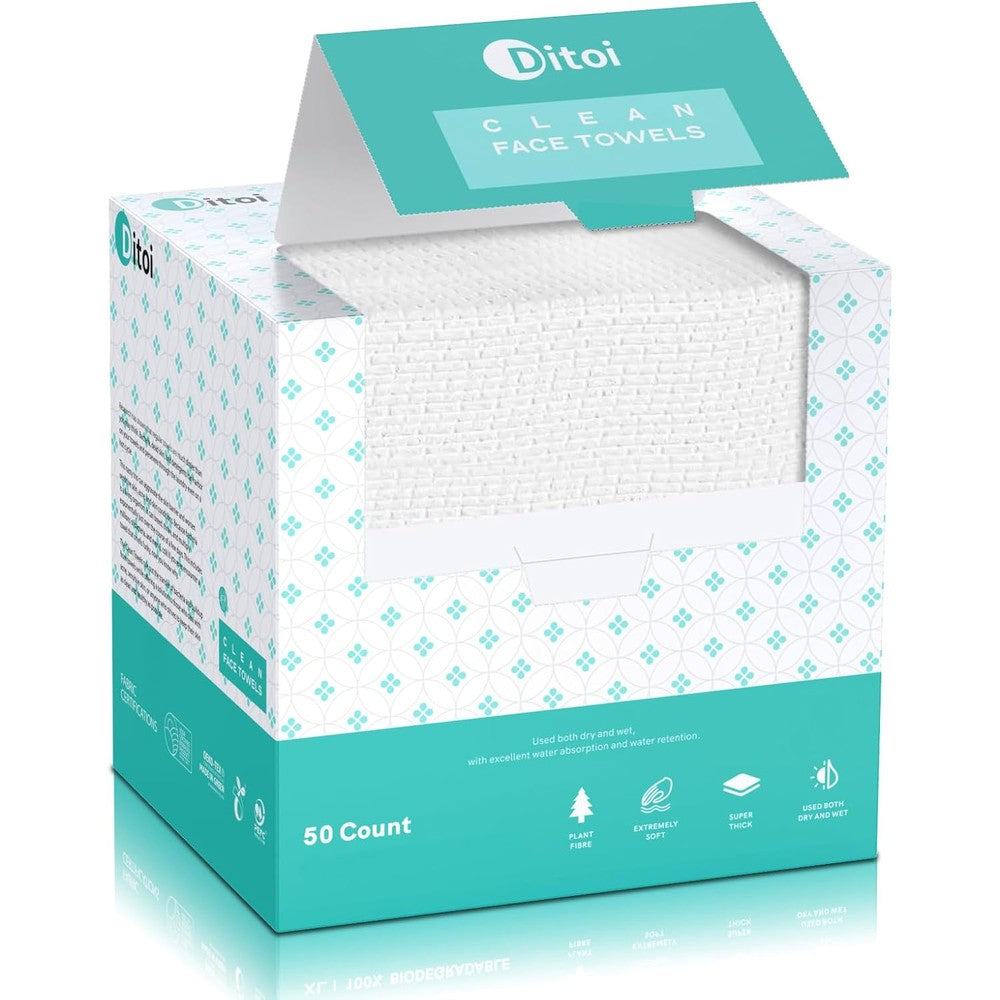 Ditoi disposable face towels 50 count pack front view