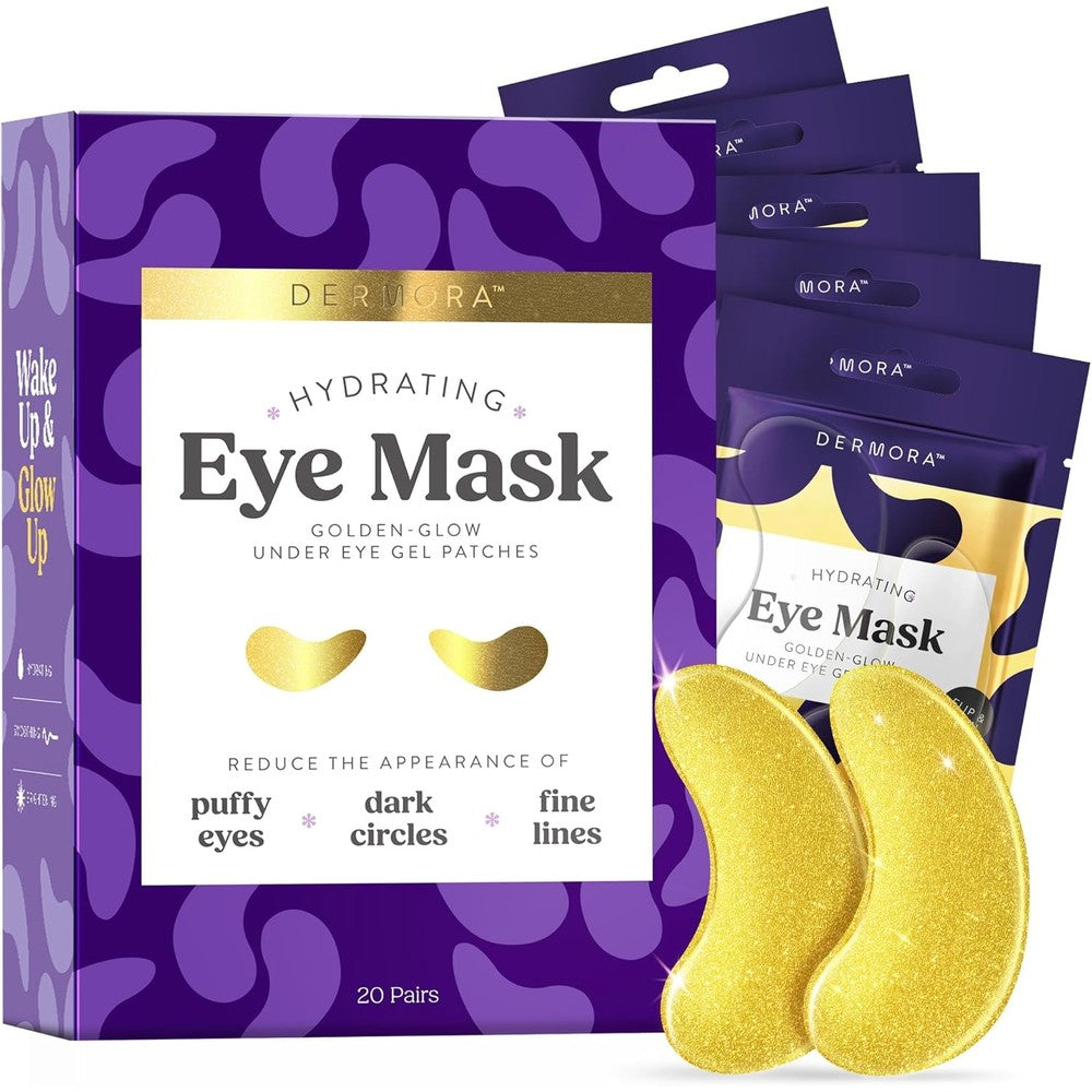 Dermora Golden Glow Under Eye Patches product packaging front view