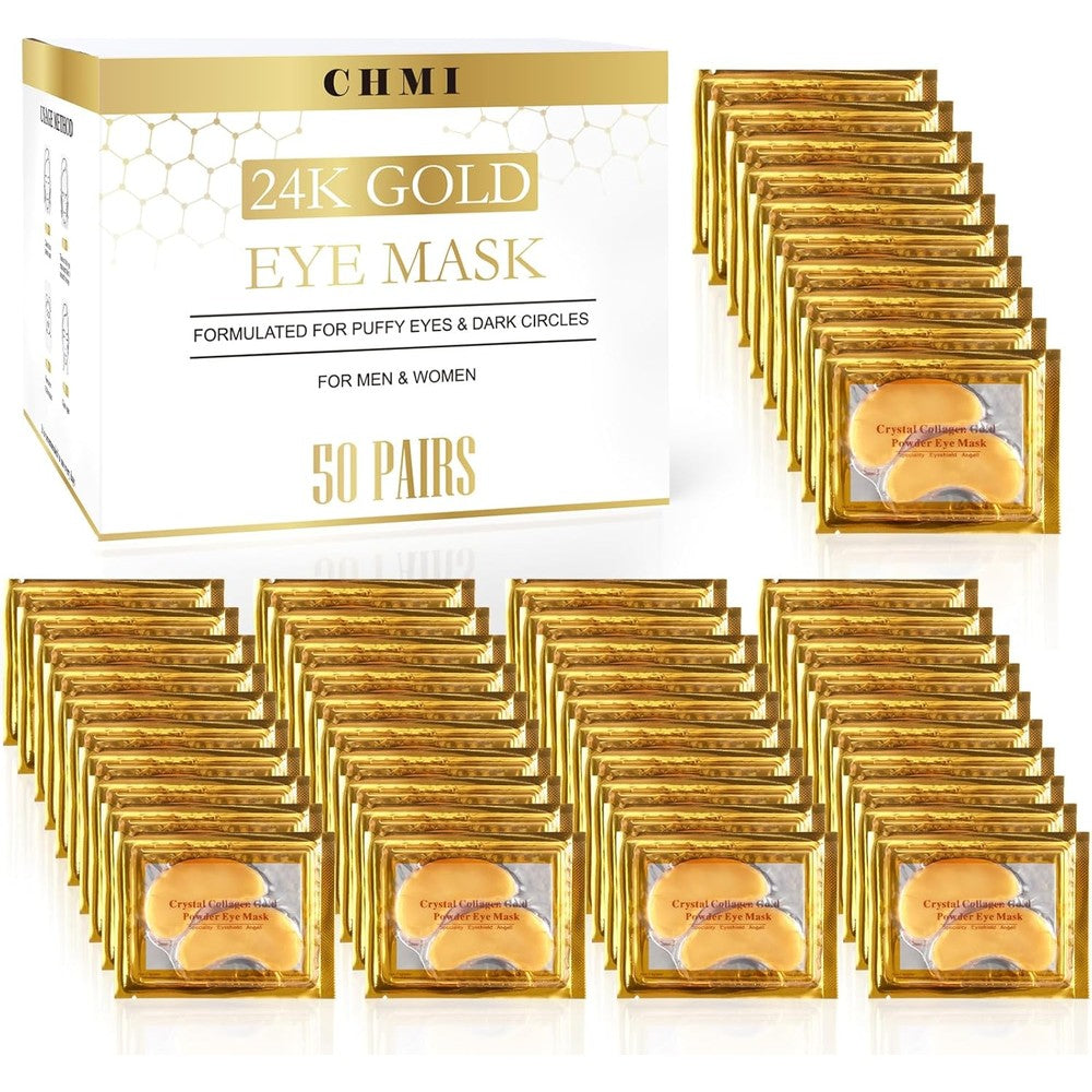 CHMI 24K Gold Under Eye Patches front view packaging box for dark circles treatment