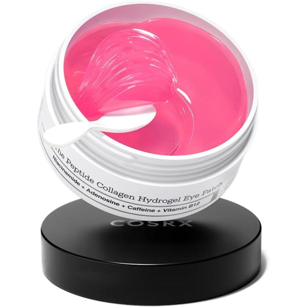 COSRX Pink Peptides Collagen Hydrogel Eye Patch packaging front view showing authentic Korean skincare brand logo.