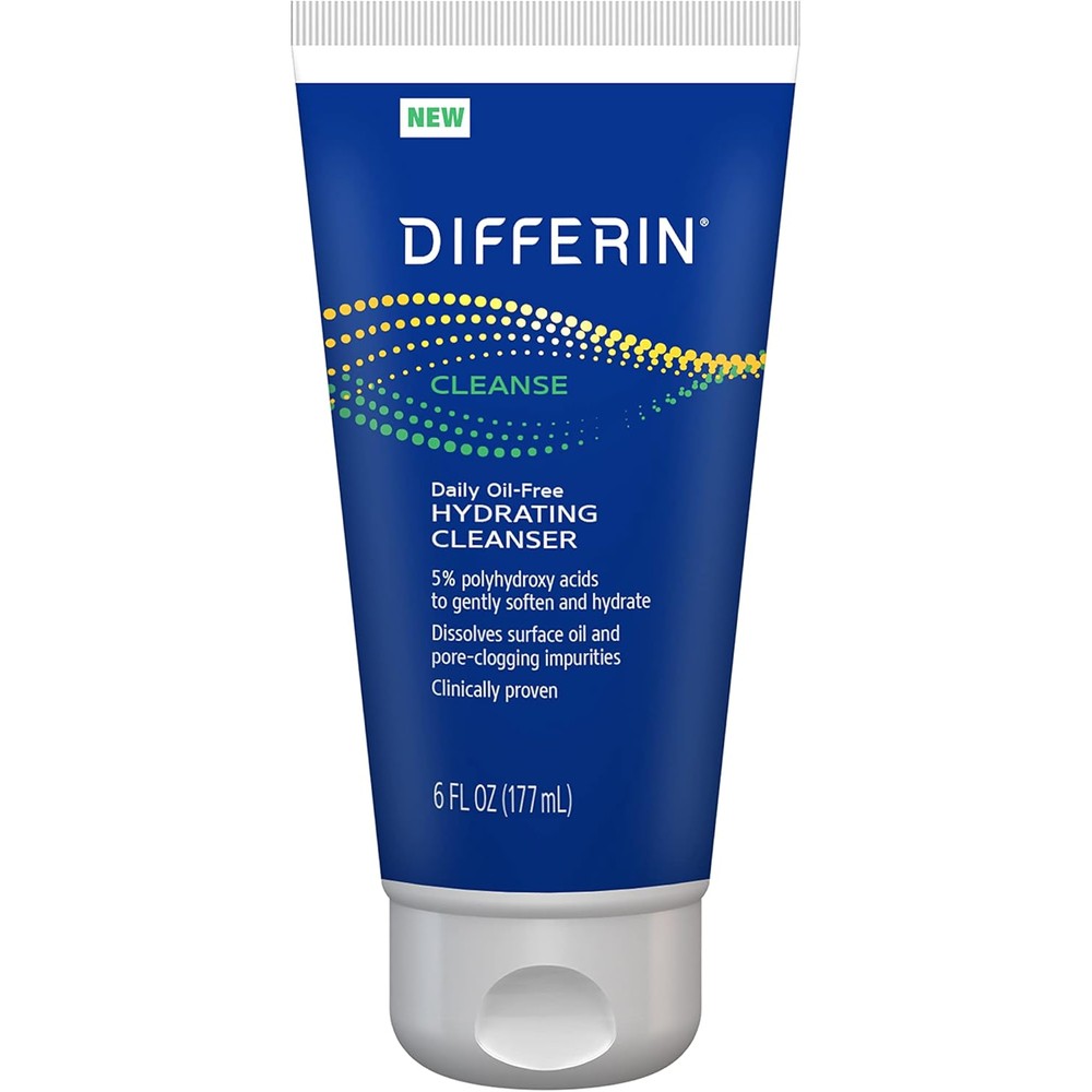 Differin Daily Oil Free Hydrating Cleanser front view packaging