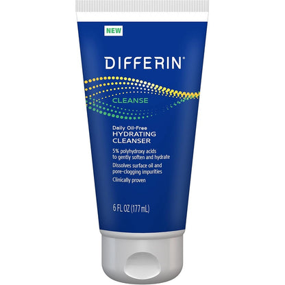 Differin Daily Oil Free Hydrating Cleanser front view packaging