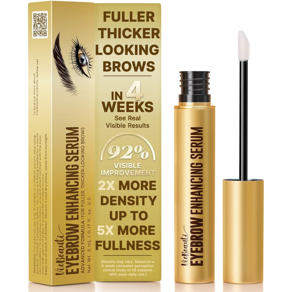 VieBeauti Eyebrow Growth Serum 5 Milliliters gold bottle front view