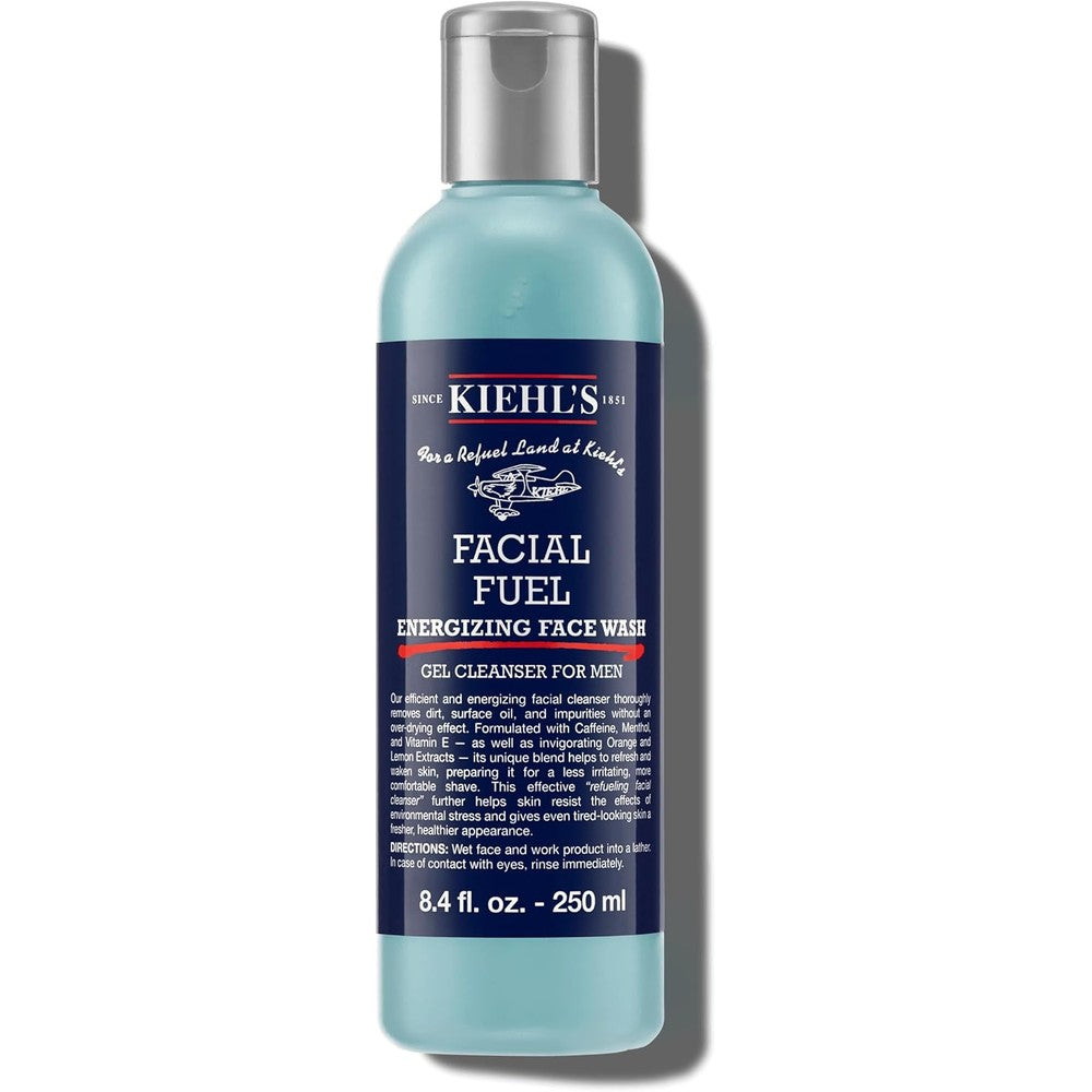 Kiehl's Facial Fuel Face Wash 250ml bottle for men's daily energizing skincare