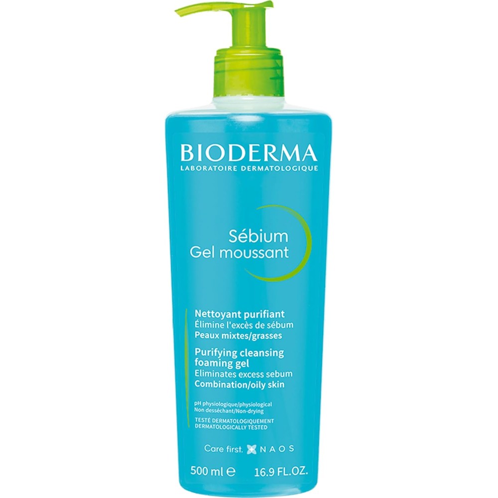Bioderma Sebium Purifying Foaming Gel Cleanser 500ml front bottle view