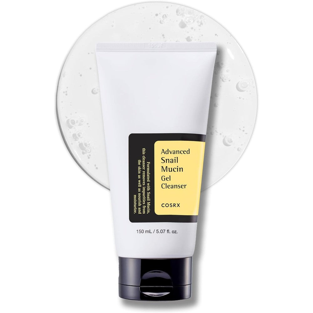 COSRX Advanced Snail Mucin Gel Cleanser 150ml bottle for hydrating facial cleansing