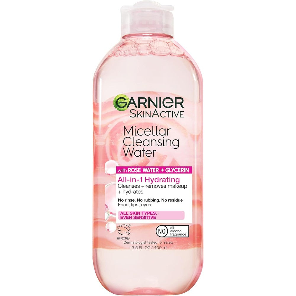 Garnier Micellar Water with Rose Water and Glycerin front bottle view