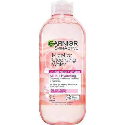 Garnier Micellar Water with Rose Water and Glycerin front bottle view