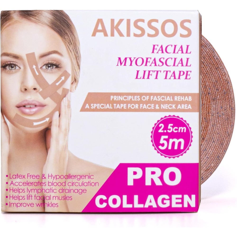 Akissos Gen II 3 in 1 Collagen Face Tape front view roll for wrinkle reduction