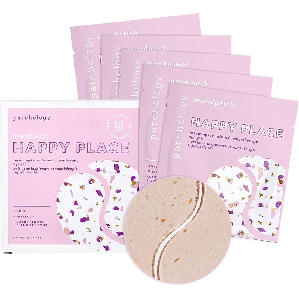 Patchology Moodpatch Happy Place Tea Infused Under Eye Patches front view packaging