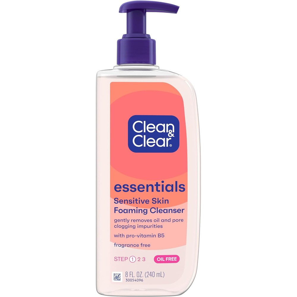 Clean and Clear Essentials foaming facial cleanser bottle front view