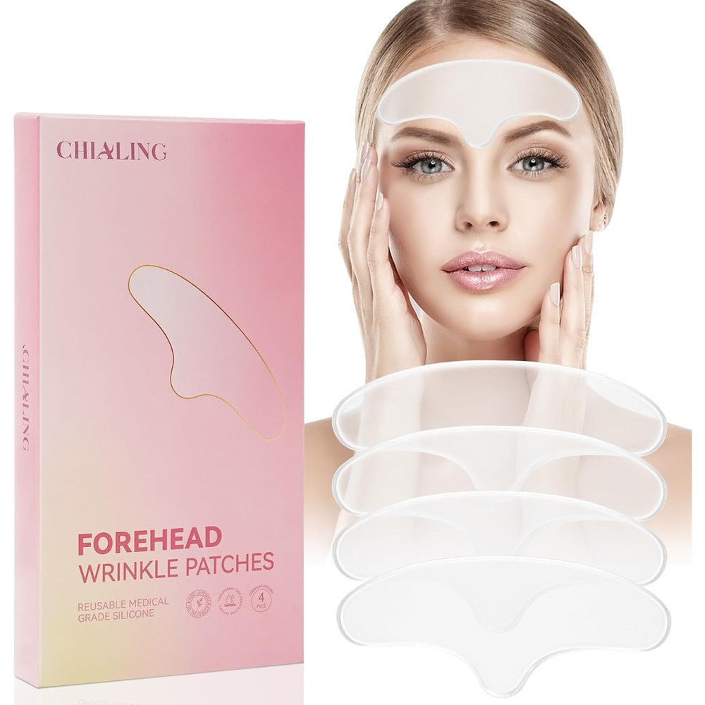 Chialing forehead wrinkle patches front view packaging showing four reusable silicone pads.