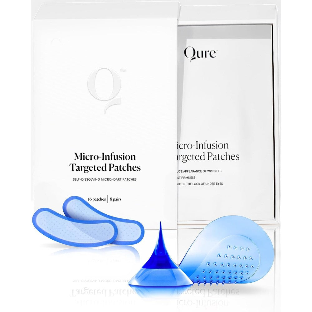 Qure Micro Infusion Anti Wrinkle Patches front view packaging showing eight pairs