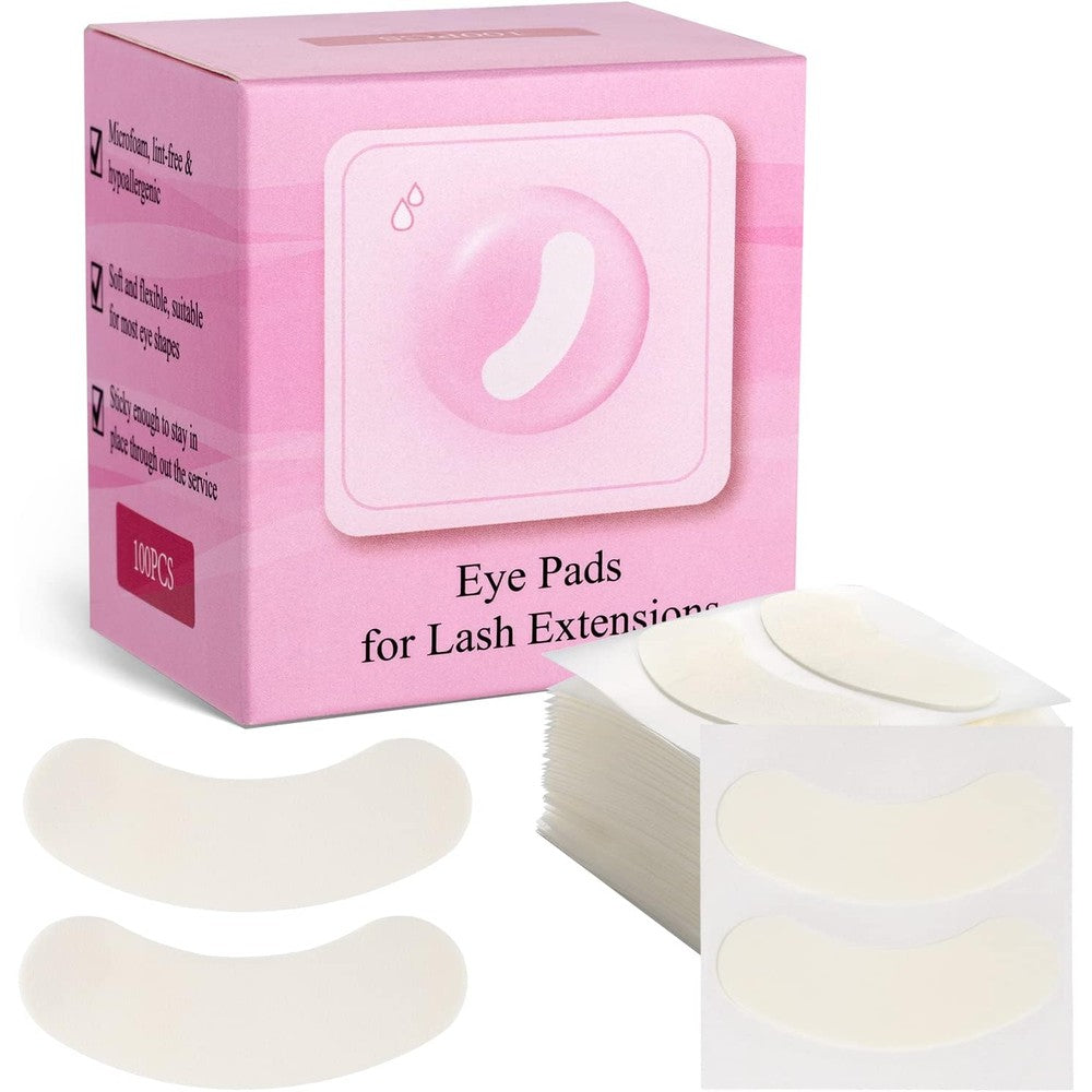 Miuffue 100 Pieces Foam Eye Pads front view showing pre cut microfoam patches for lash extensions.