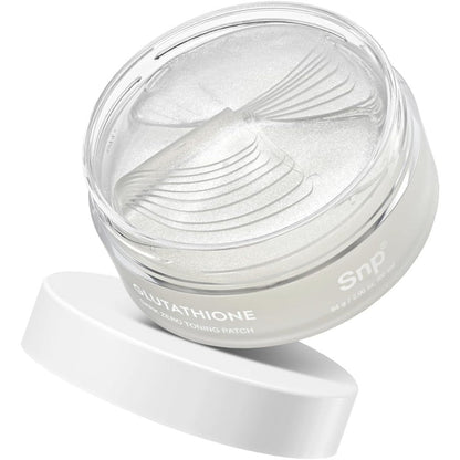SNP 99 Percent Glutathione and Niacinamide B3 Dark Zero Toning Eye Patch front view jar containing 60 hydrogel patches for brightening.
