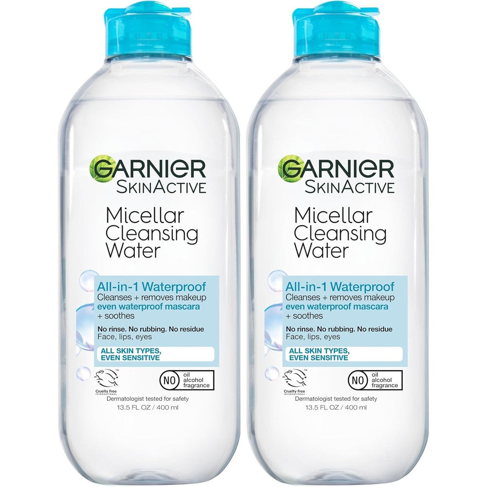 Garnier SkinActive Micellar Cleansing Water For Waterproof Makeup Hydrating Facial Cleanser And Makeup Remover 13.5 Fluid Ounce Pack Of 2 - Image 1