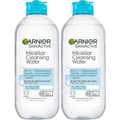 Garnier SkinActive Micellar Cleansing Water For Waterproof Makeup Hydrating Facial Cleanser And Makeup Remover 13.5 Fluid Ounce Pack Of 2 - Image 1