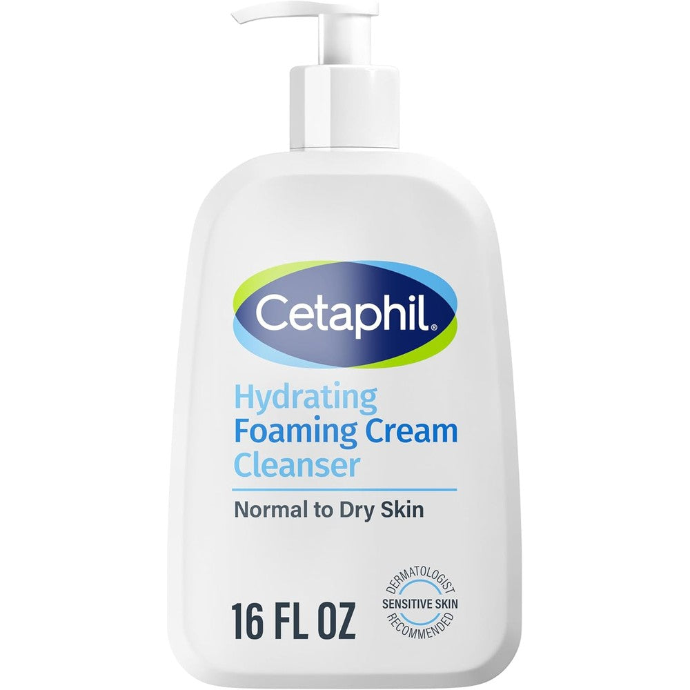 Cetaphil Hydrating Cream to Foam Face Wash 16 ounce front view pump bottle