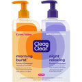 Clean and Clear day and night facial cleanser bottles front view