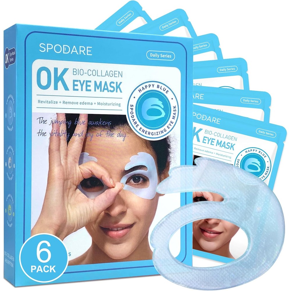 SPODARE OK Shape Eye Masks front view box packaging of the blue variant wrinkle care treatment.