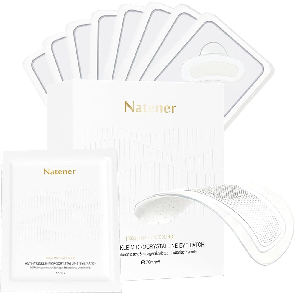 Natener PDRN Micro Eye Patches 8 pairs pack front view showing premium Korean skincare packaging.