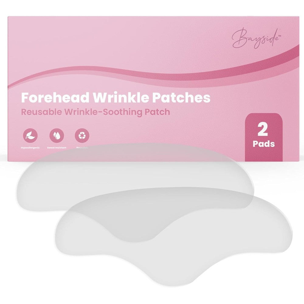 Bayside Forehead Wrinkle Patches front view of the packaging showcasing the reusable silicone pads.