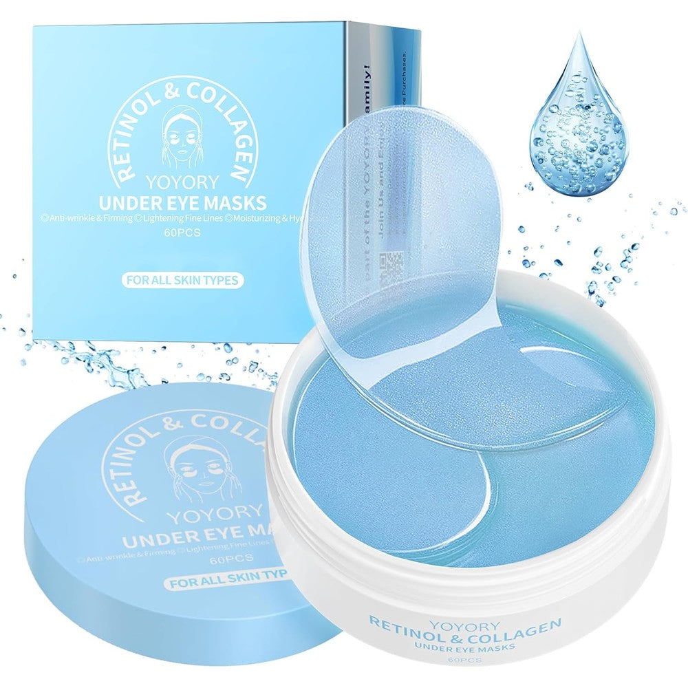 YOYORY Retinol and Collagen Under Eye Patches front view showing packaging jar