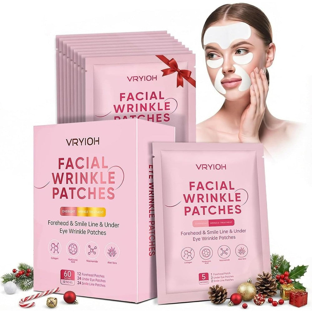 Vryioh 3 In 1 Facial Wrinkle Patches front view showing the product packaging for anti-aging skincare.