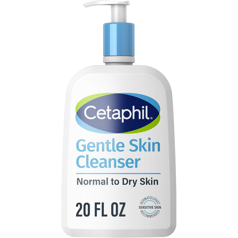 Cetaphil Gentle Skin Cleanser 20 Ounce front bottle view showing hydrating formula details